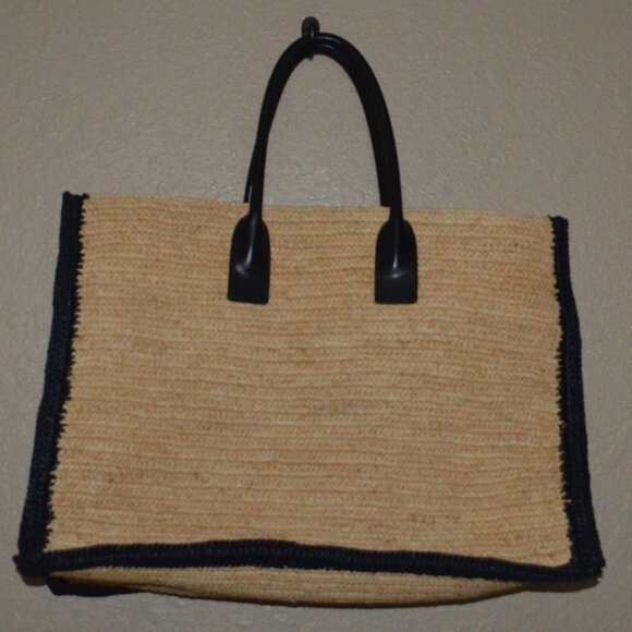 NEW NWOT $2650 Saint Laurent Rive Gauche Raffia Leather Tote Bag - Picture 7 of 11